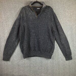 CHAPS Cotton Blend 3/4 Zip Long Sleeve Sweater Charcoal Gray XL